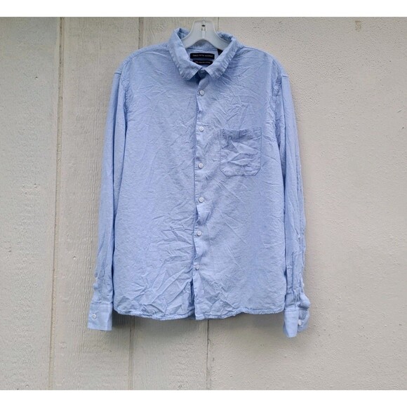 Saks Fifth Avenue Linen Blend Shirt Mens Blue Long Sleeve Button Up Sz XL - Picture 1 of 3